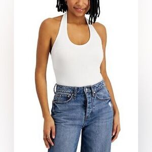 Selfie by Self Esteem Women Halter Spring Bodysuit White Size XS